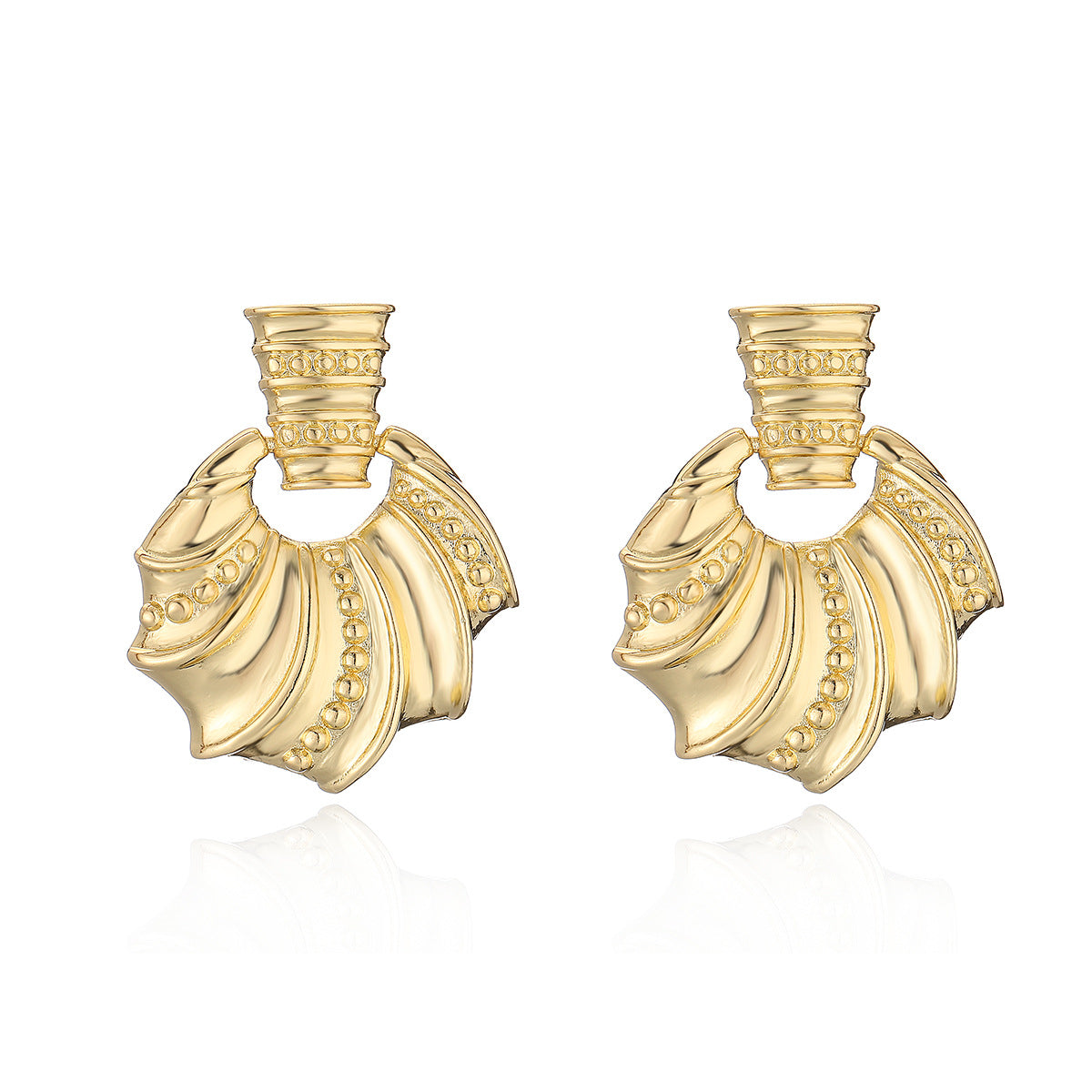 Irregular Geometric Earrings for Women in Copper with Gold Plating, Fashionable Minimalist Design