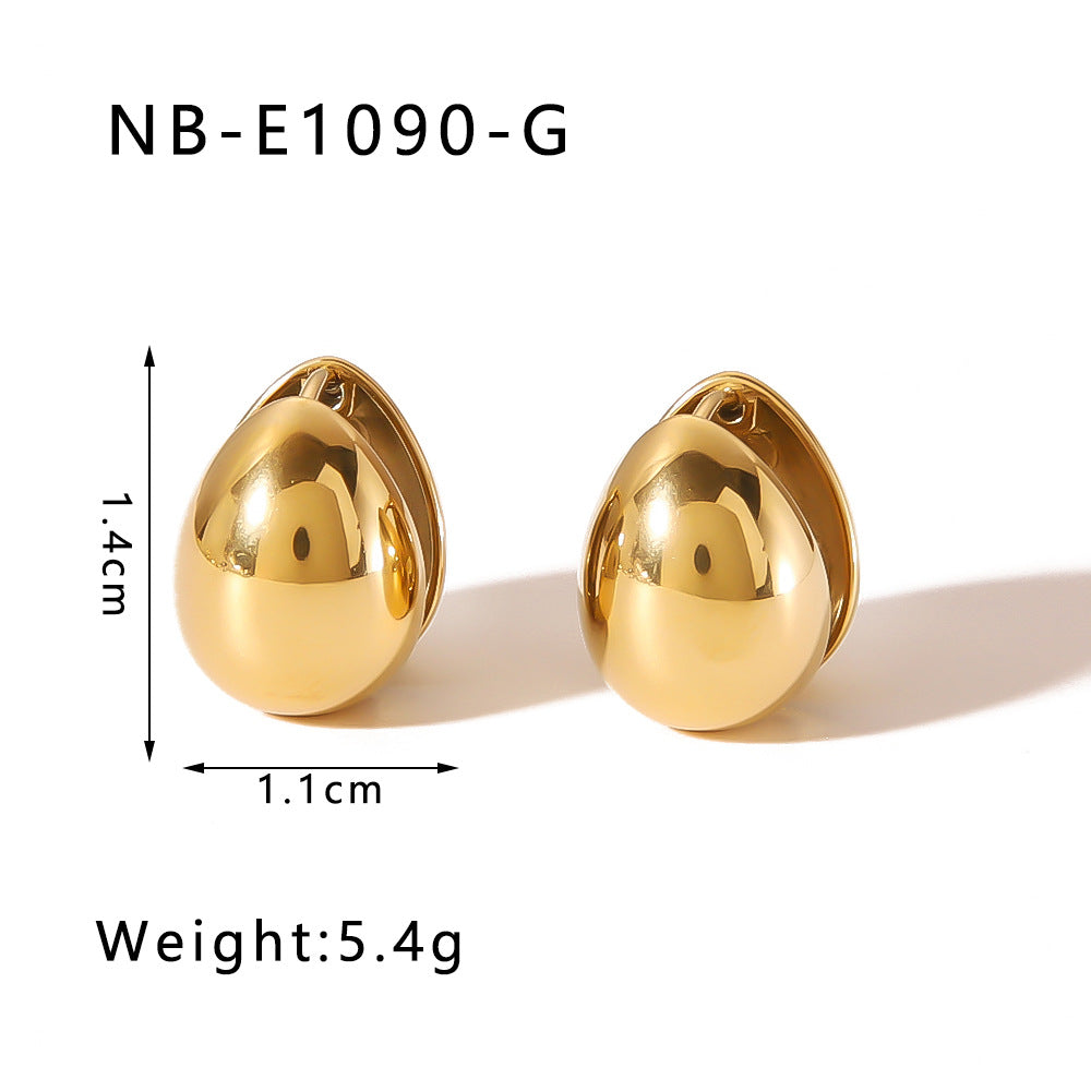 Minimalist Heart-Shaped Geometric Stainless Steel Earrings with 18K Gold Plating for Women