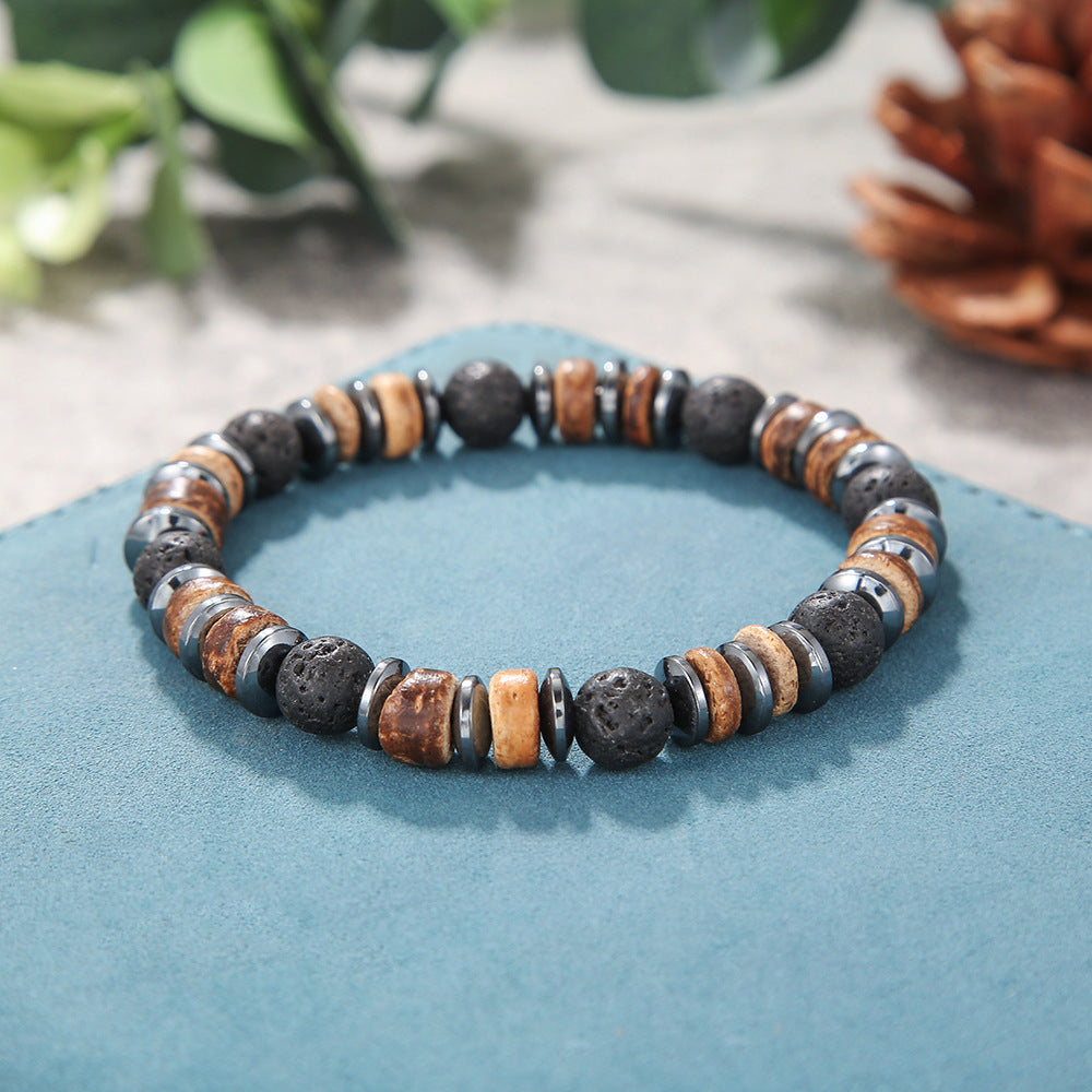 Bohemian Ethnic Turquoise Beaded Bracelet with Cross Pendant