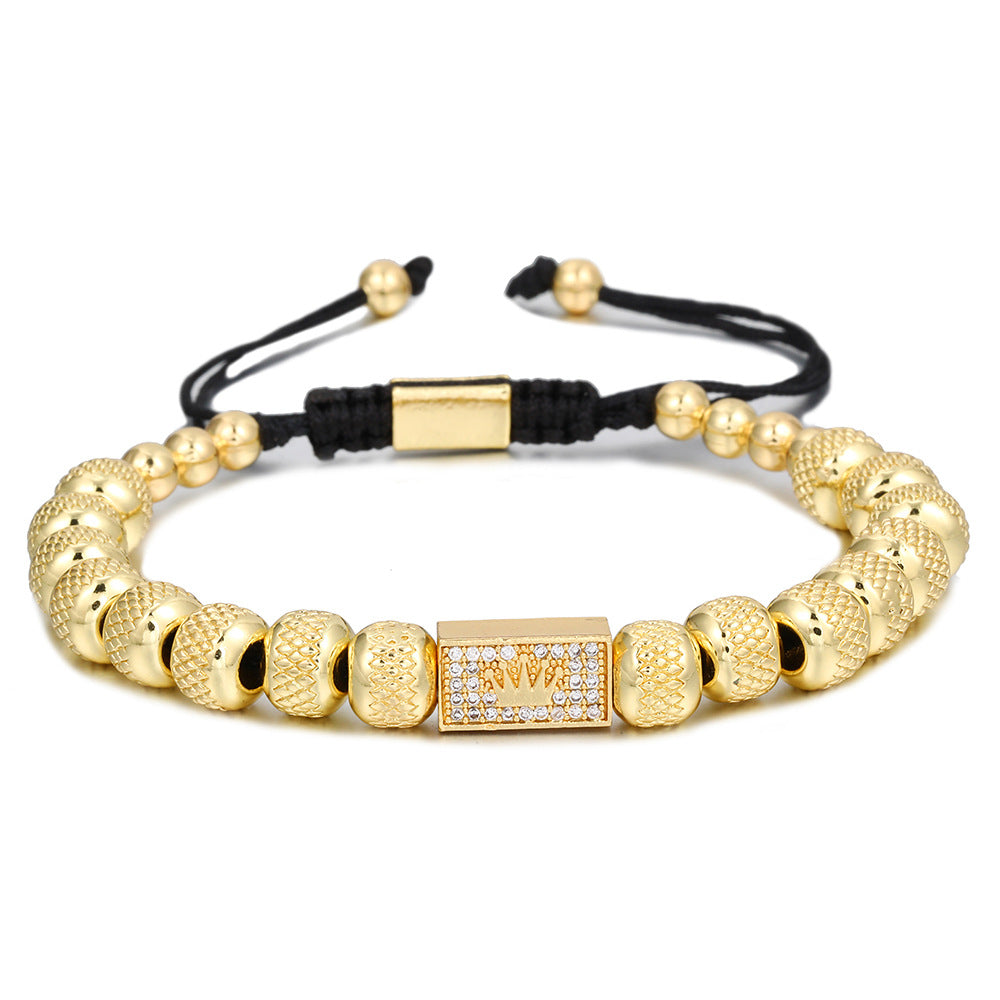 Geometric Cross Brass Bracelet with Cubic Zirconia for Unisex