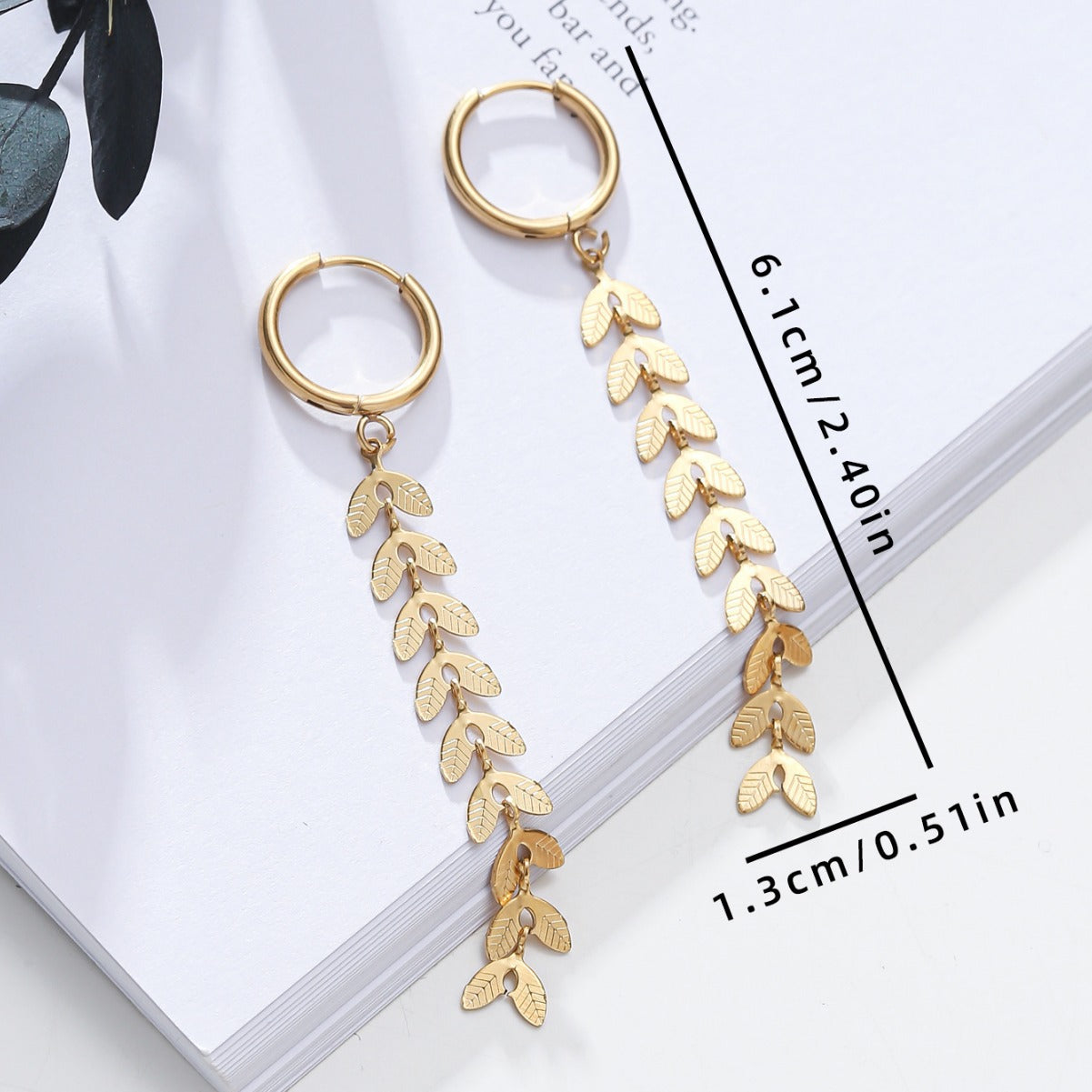 Fashionable Wheat Ear Shape Alloy Earrings with Plating Finish for Women Long Tassel Dangle Earrings