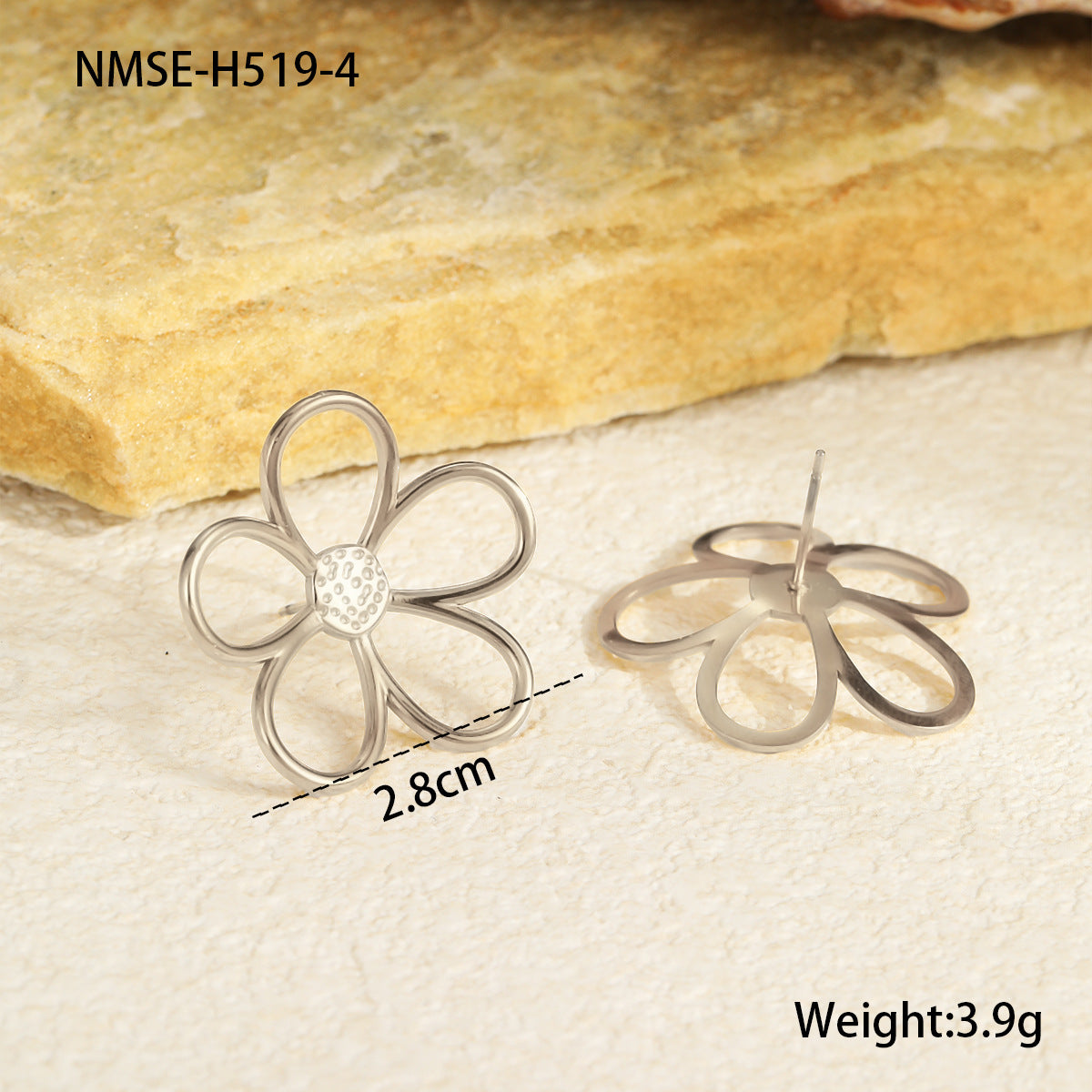 Orecchini da donna in acciaio inossidabile placcati oro 18 carati con motivi floreali e geometrici di tendenza