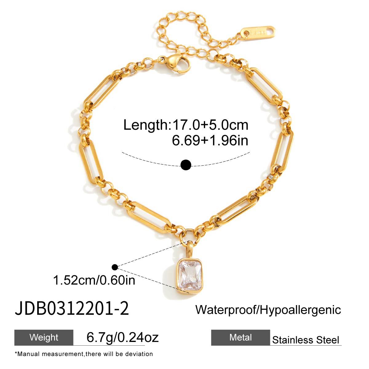 Elegant Minimalist Geometric Stainless Steel Plated Cubic Zirconia Bracelet for Women