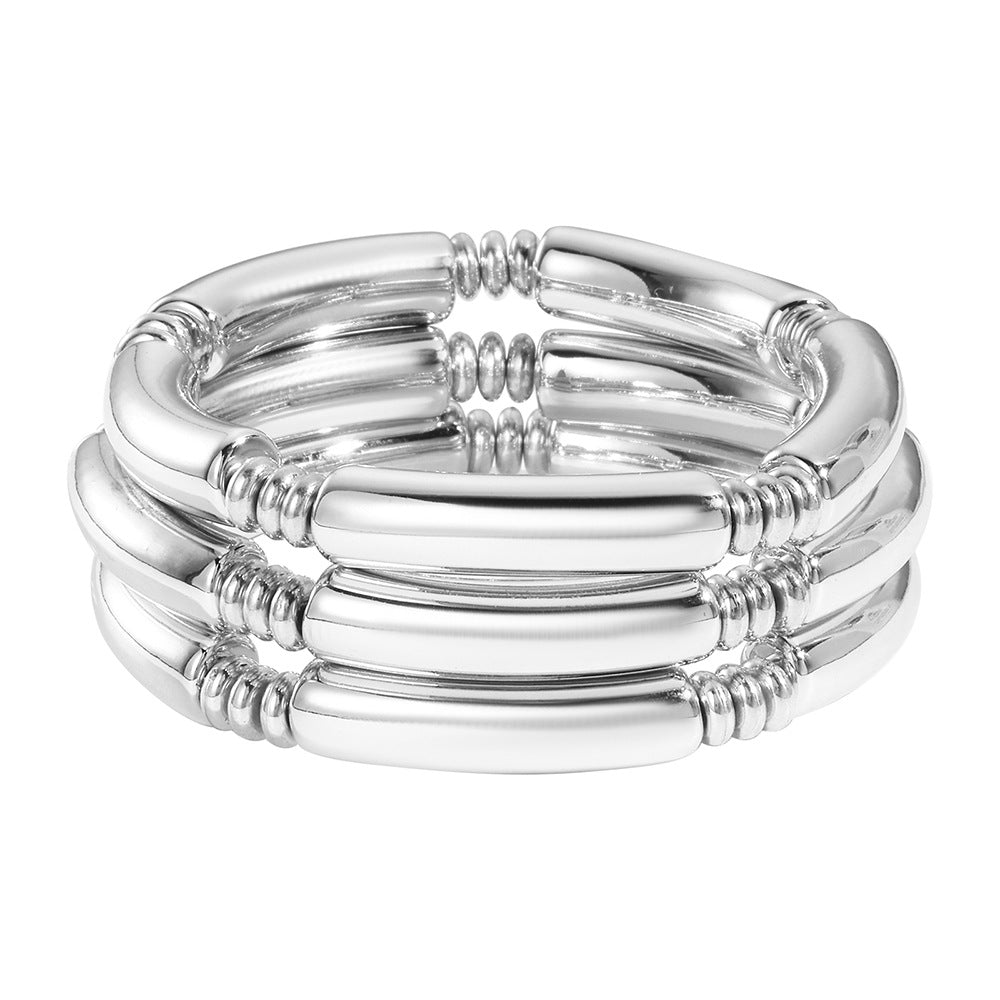 Geometric CCB Beaded Bamboo Bracelet Set for Women