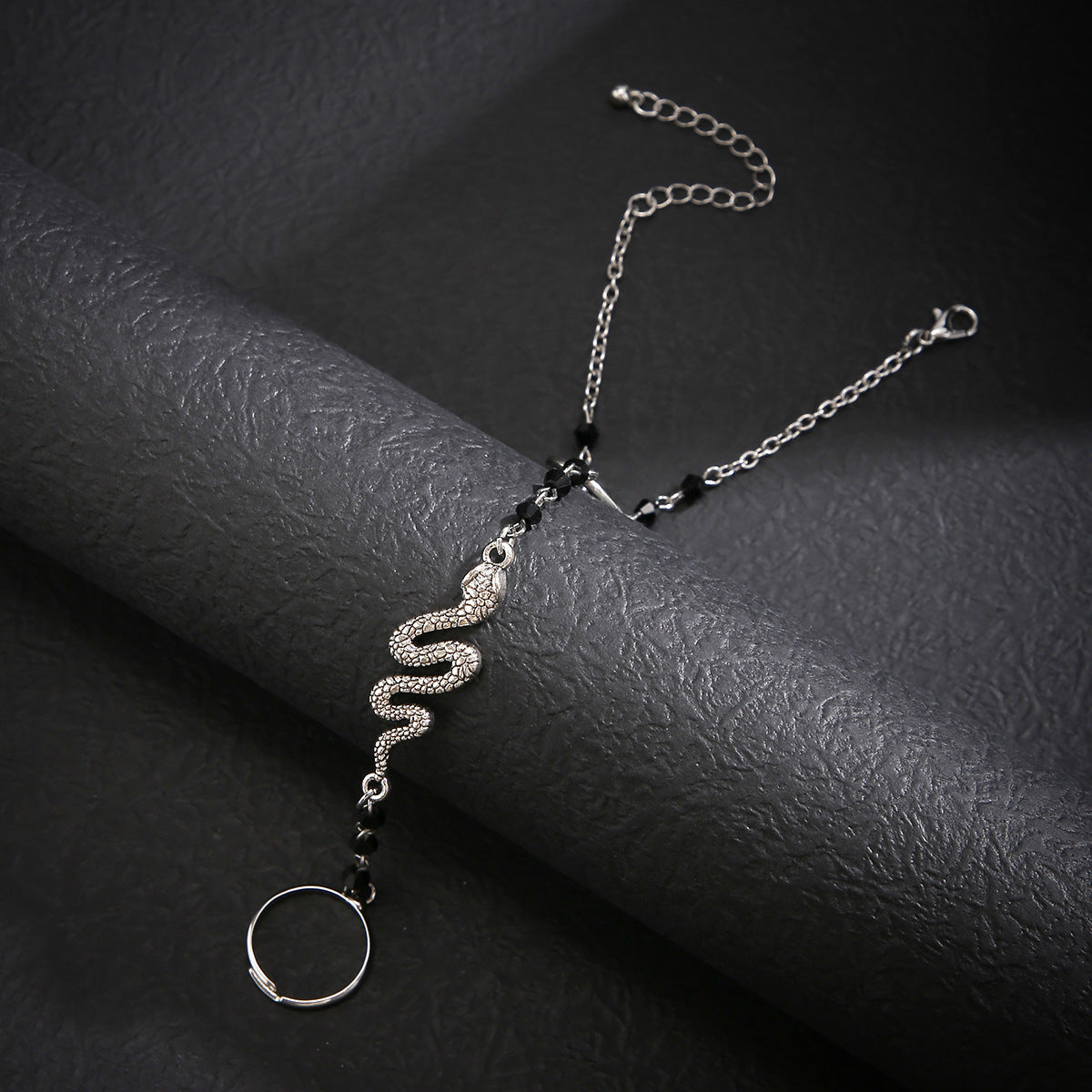 Edgy Halloween Snake-Shaped Geometric Alloy Hand Chain for Women with Plated Finish