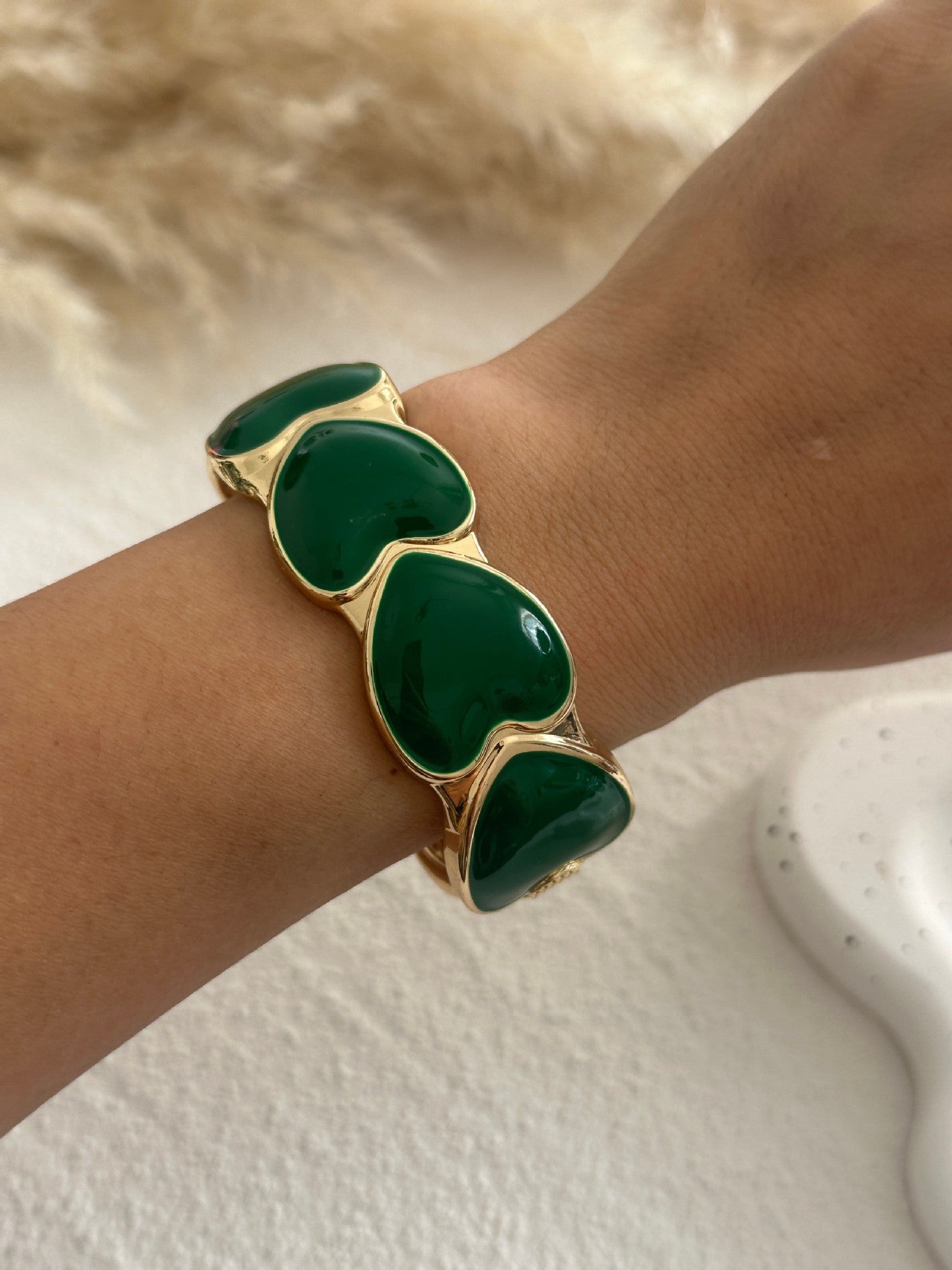Colorful Drip Oil Heart Geometric Grid Alloy Bracelet