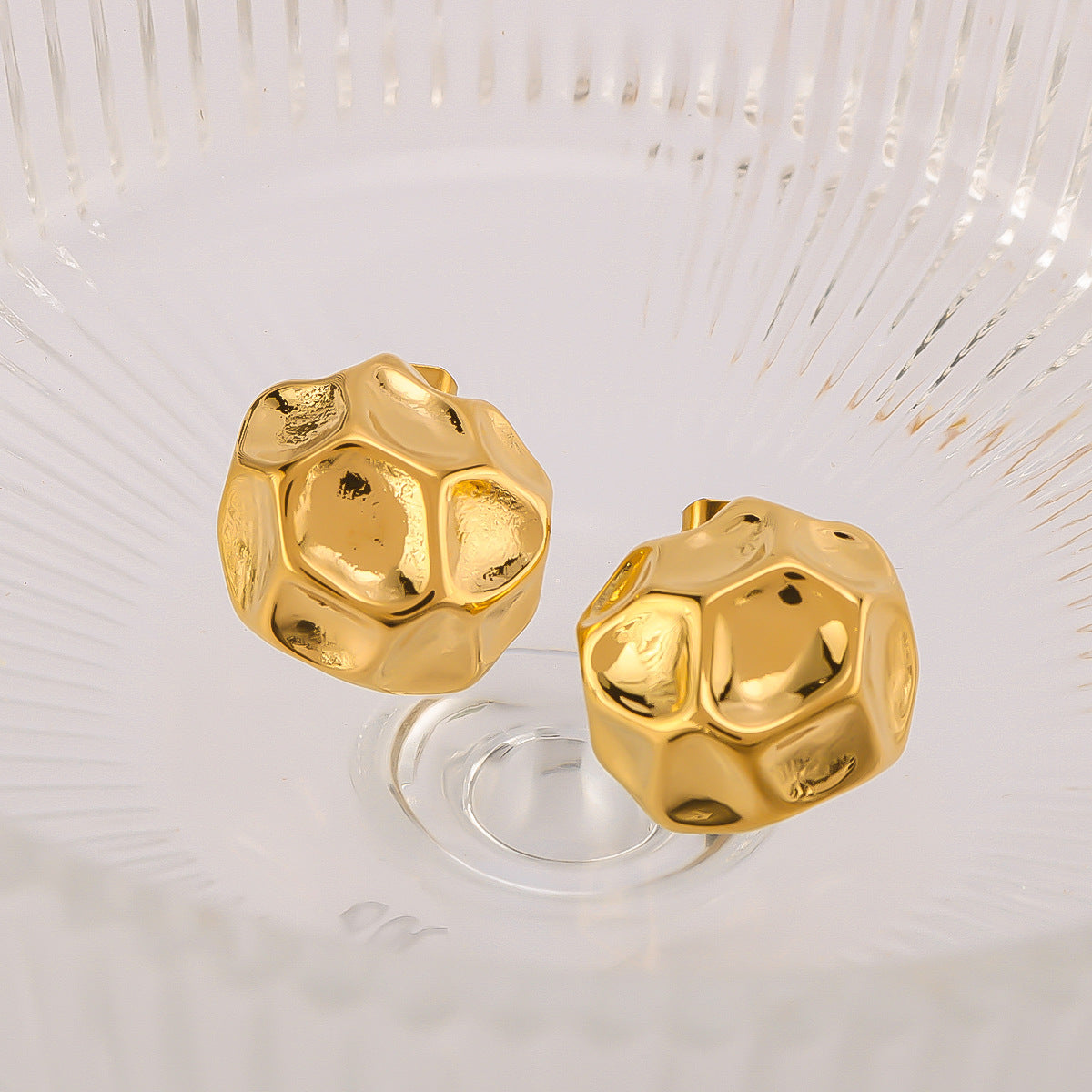Minimalist Geometric Honeycomb Texture Stainless Steel Polished Hollow Hoop Earrings for Women