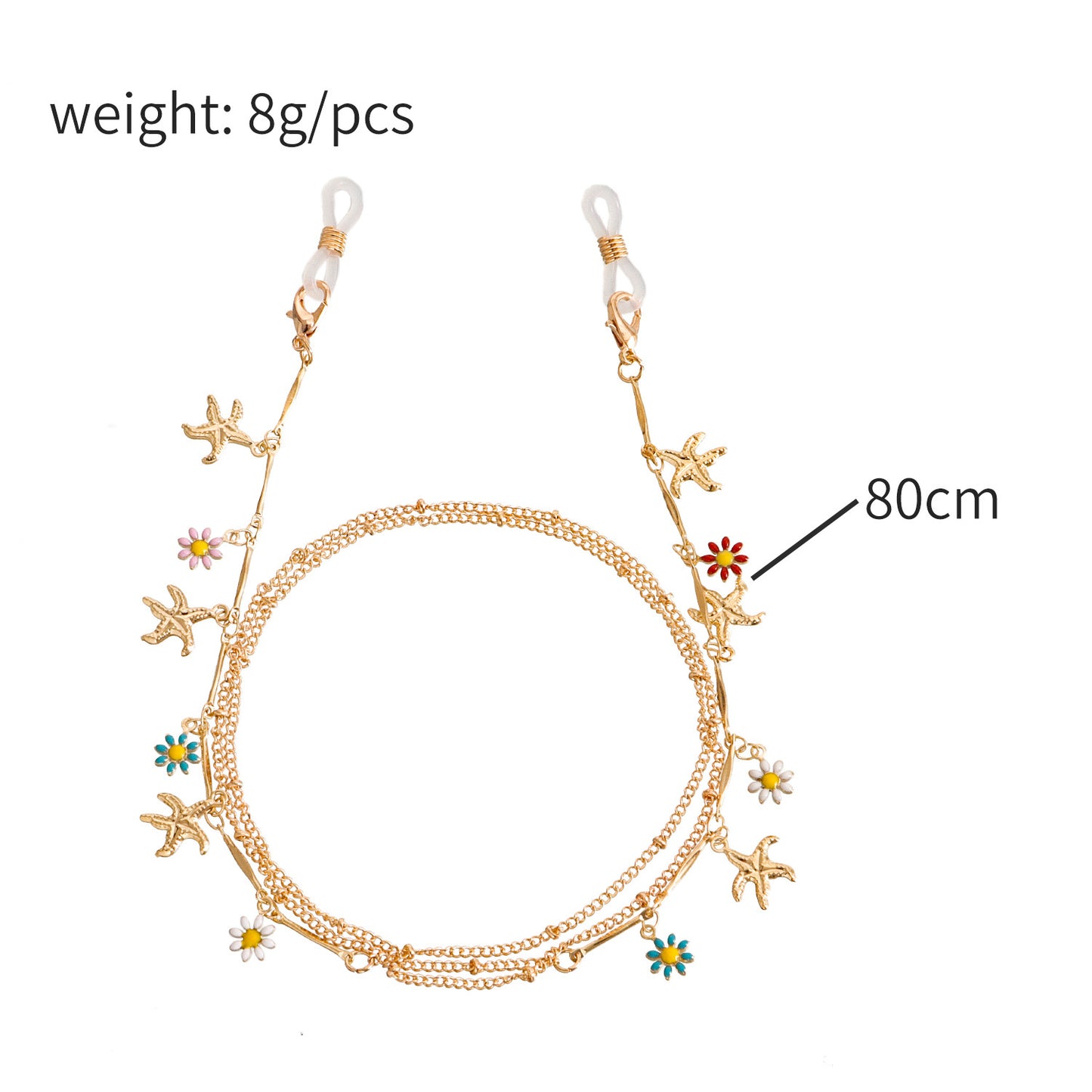 Floral Drip Oil Alloy Glasses Chain with Crystal Inlay