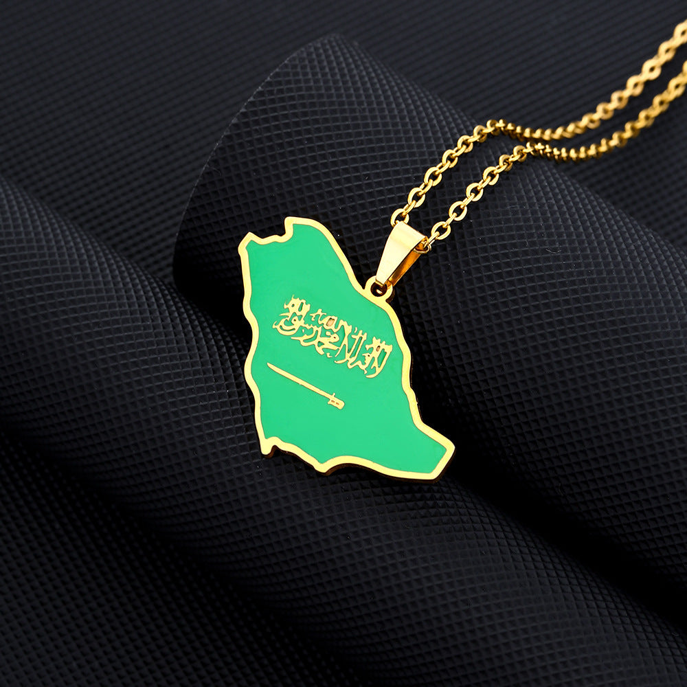 Collana con ciondolo geometrico in acciaio inossidabile con charm in acciaio al titanio e finitura placcata per moda unisex