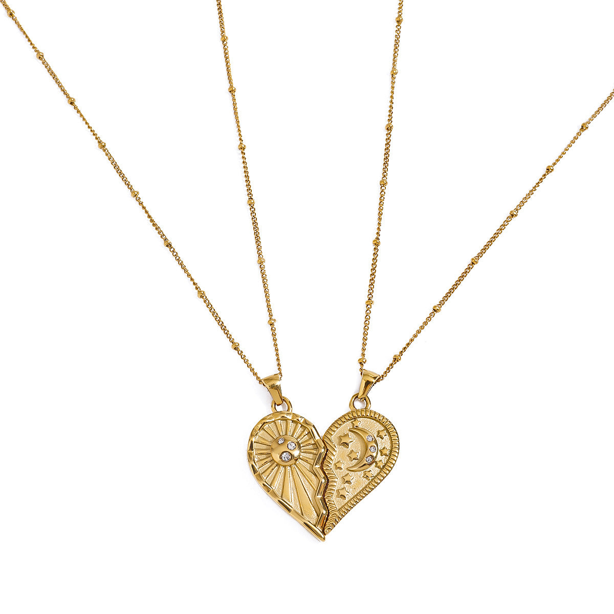 Elegante Collana a Cuore in Acciaio al Titanio con Finitura Placcata da Donna, Design con Ciondolo Geometrico, Catena Ipoallergenica in Acciaio Inossidabile, Accessorio Moda Lusso Minimalista
