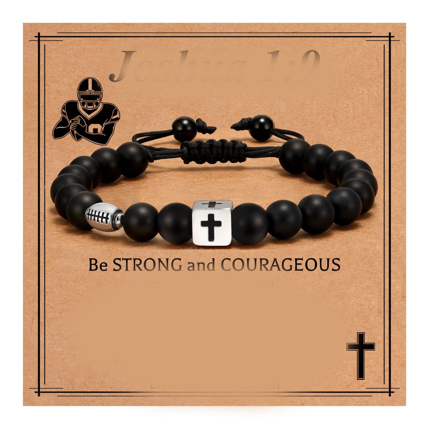 Sporty Matte Alloy Cross Geometric Beaded Bracelet Unisex
