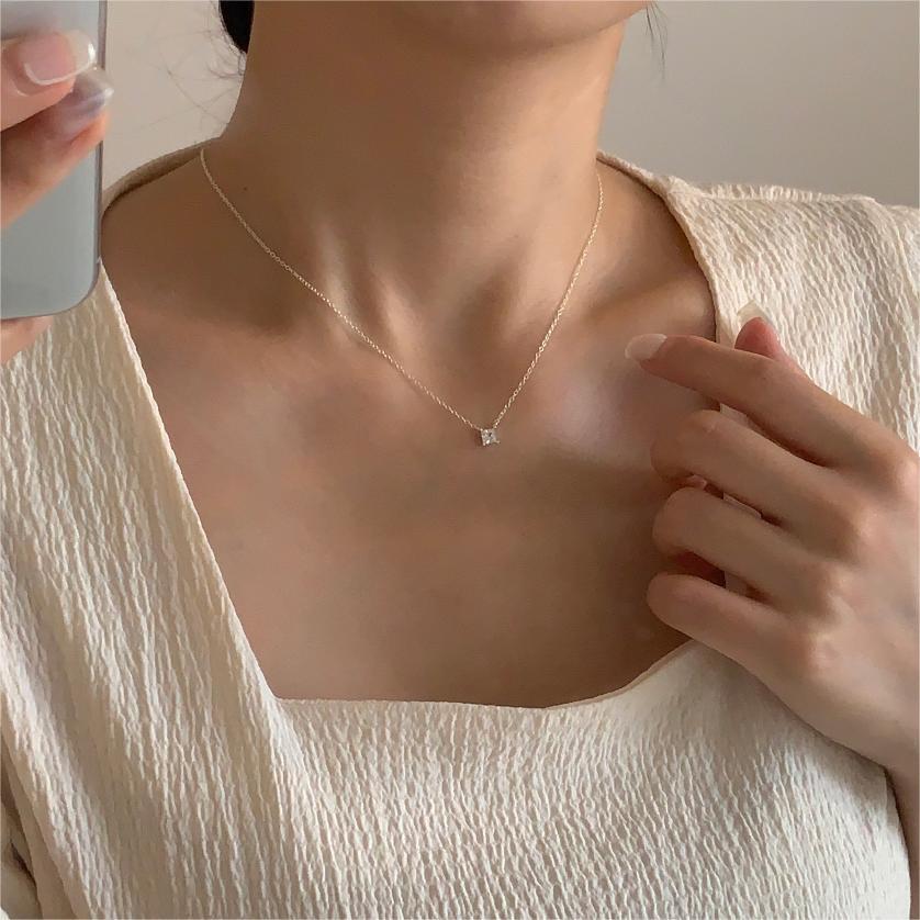 Minimalist Geometric Tulip Pendant Necklace in 925 Sterling Silver with Rhodium Plating on Snake Chain