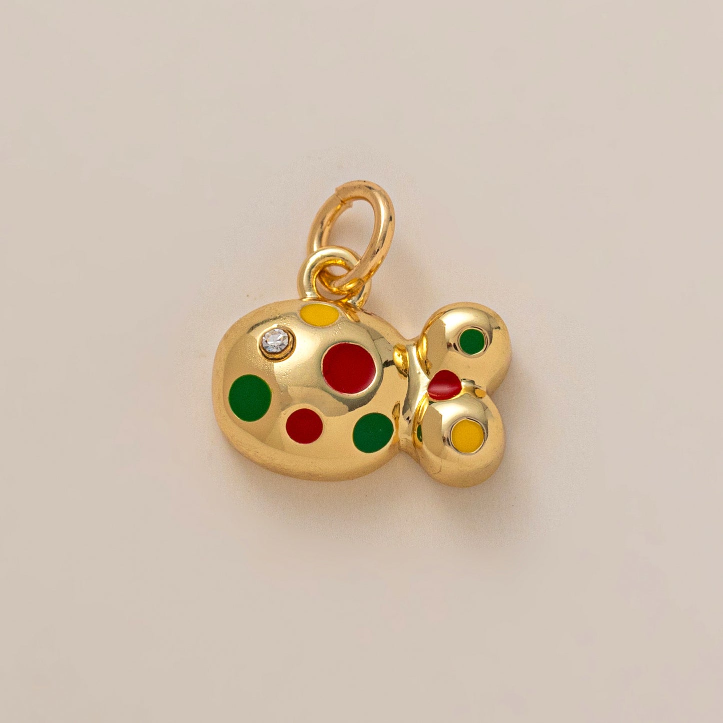 Sweet Drip Oil PVD Gold Plated Brass Stainless Steel Animal Charm Bar with Rhinestone for Women