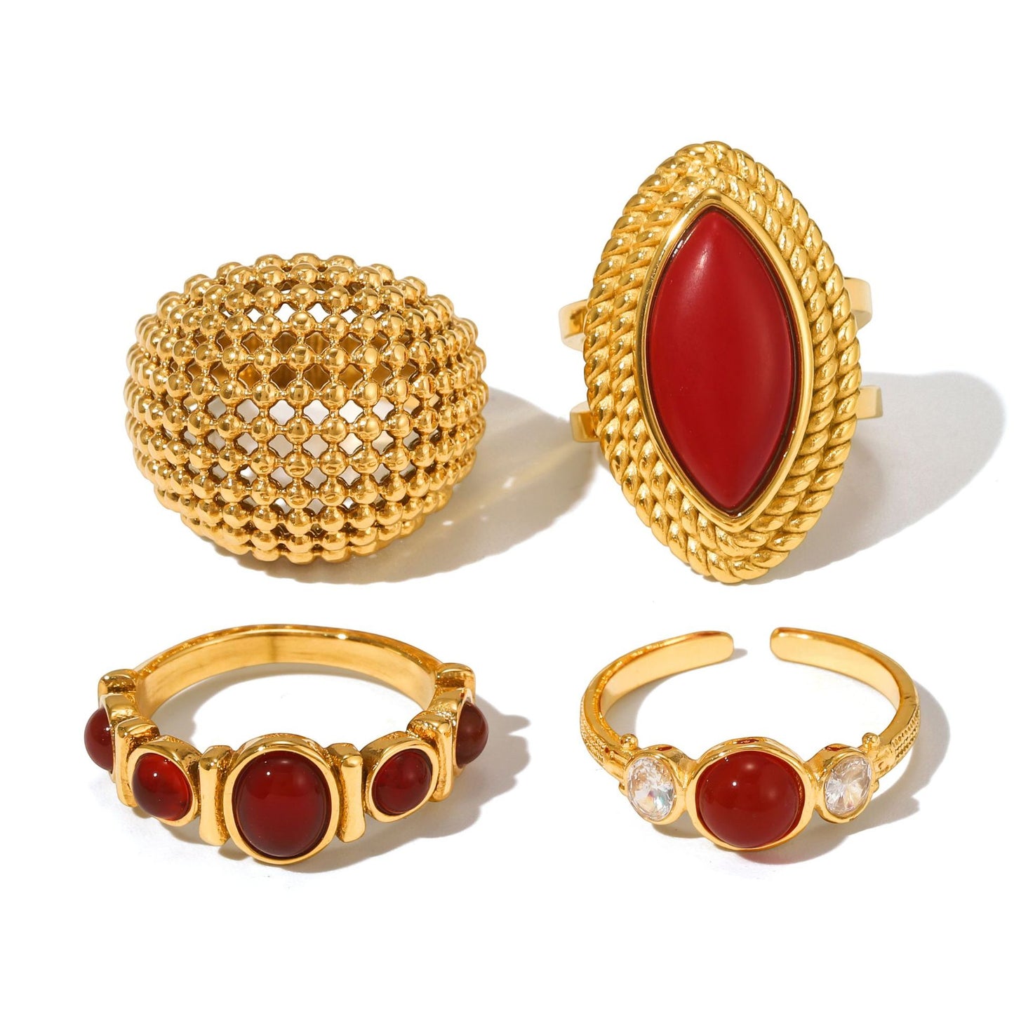 Anillo de acero inoxidable geométrico con galvanoplastia para mujer, joyería de banda minimalista a la moda