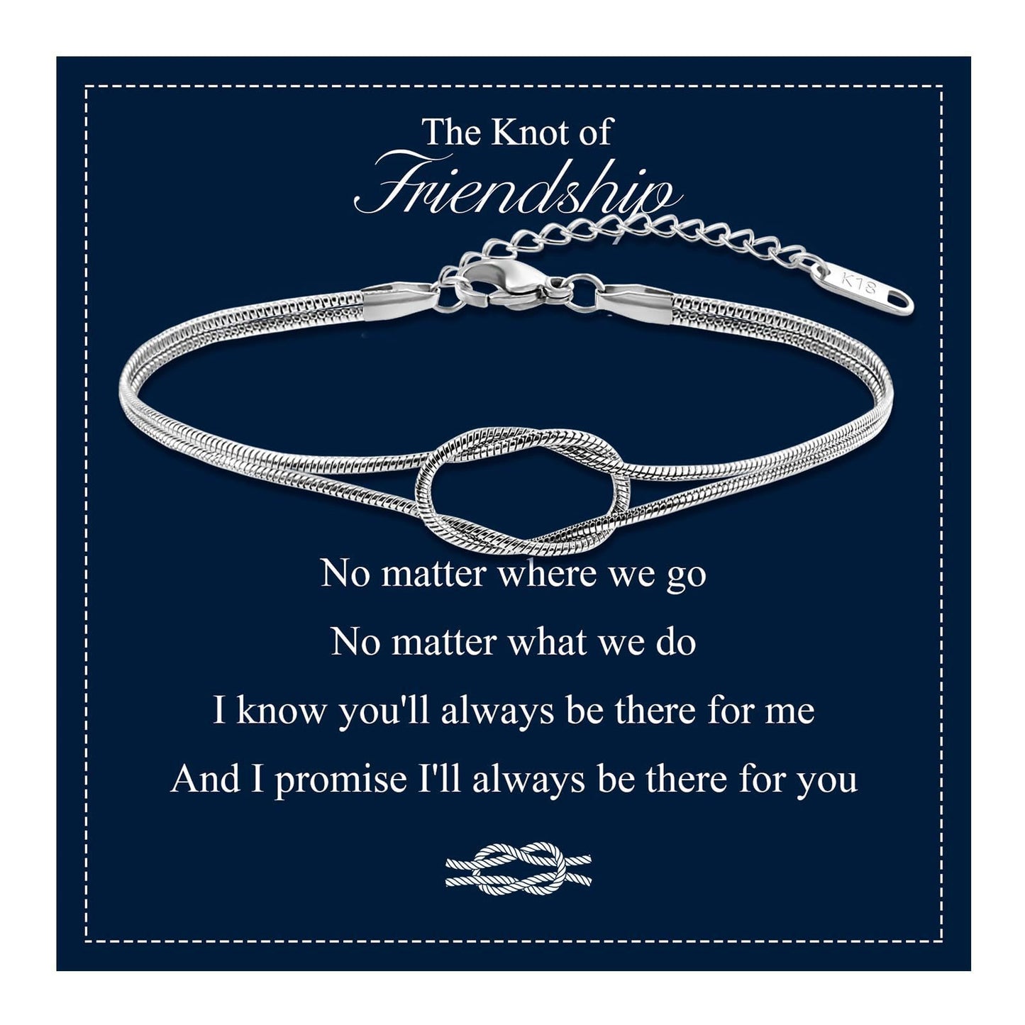 Minimalist Polished Stainless Steel Snake Chain Bracelet with Geometric Knot Design for Women