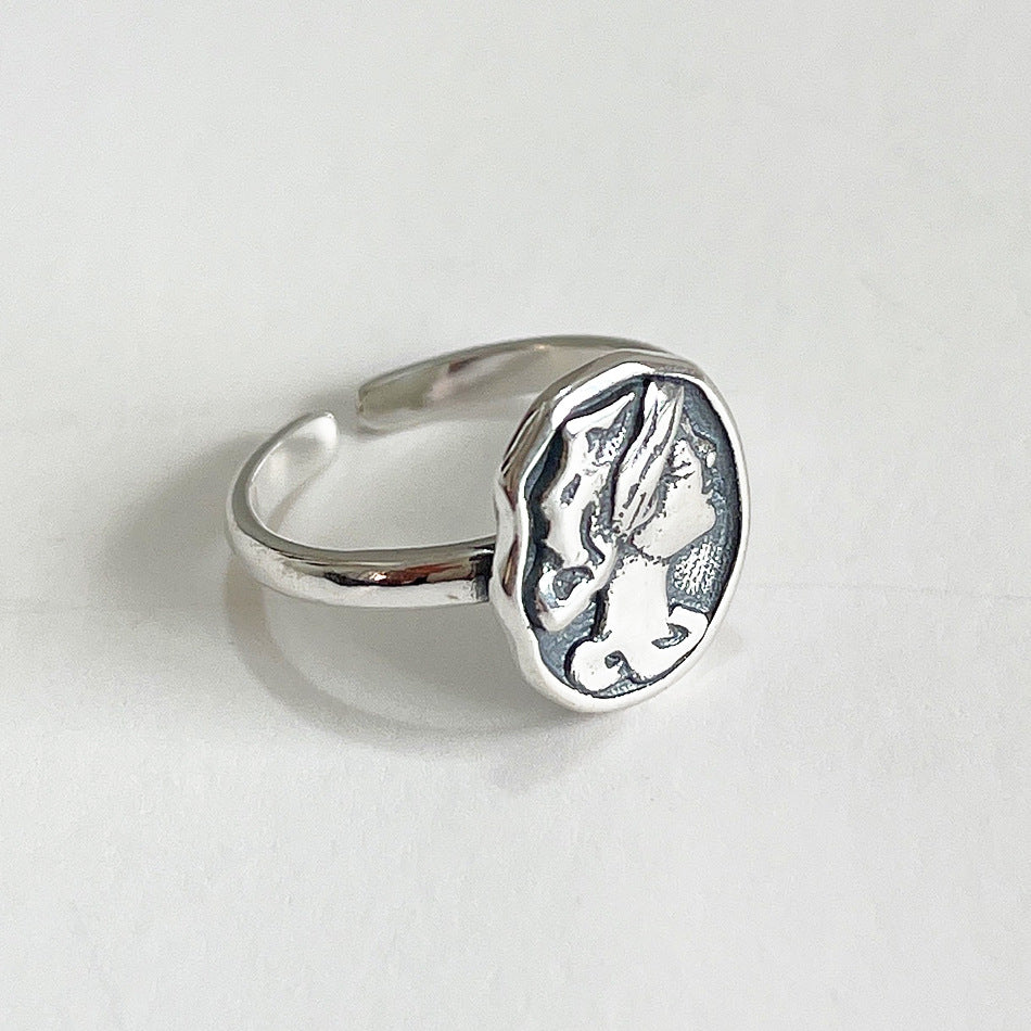 Anillo geométrico de plata de ley 925, vintage, minimalista, artístico, bohemio