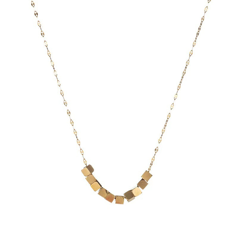 Geometric Titanium Steel Plated Lips Necklace for Women with Adjustable Length and Minimalist Aesthetic
