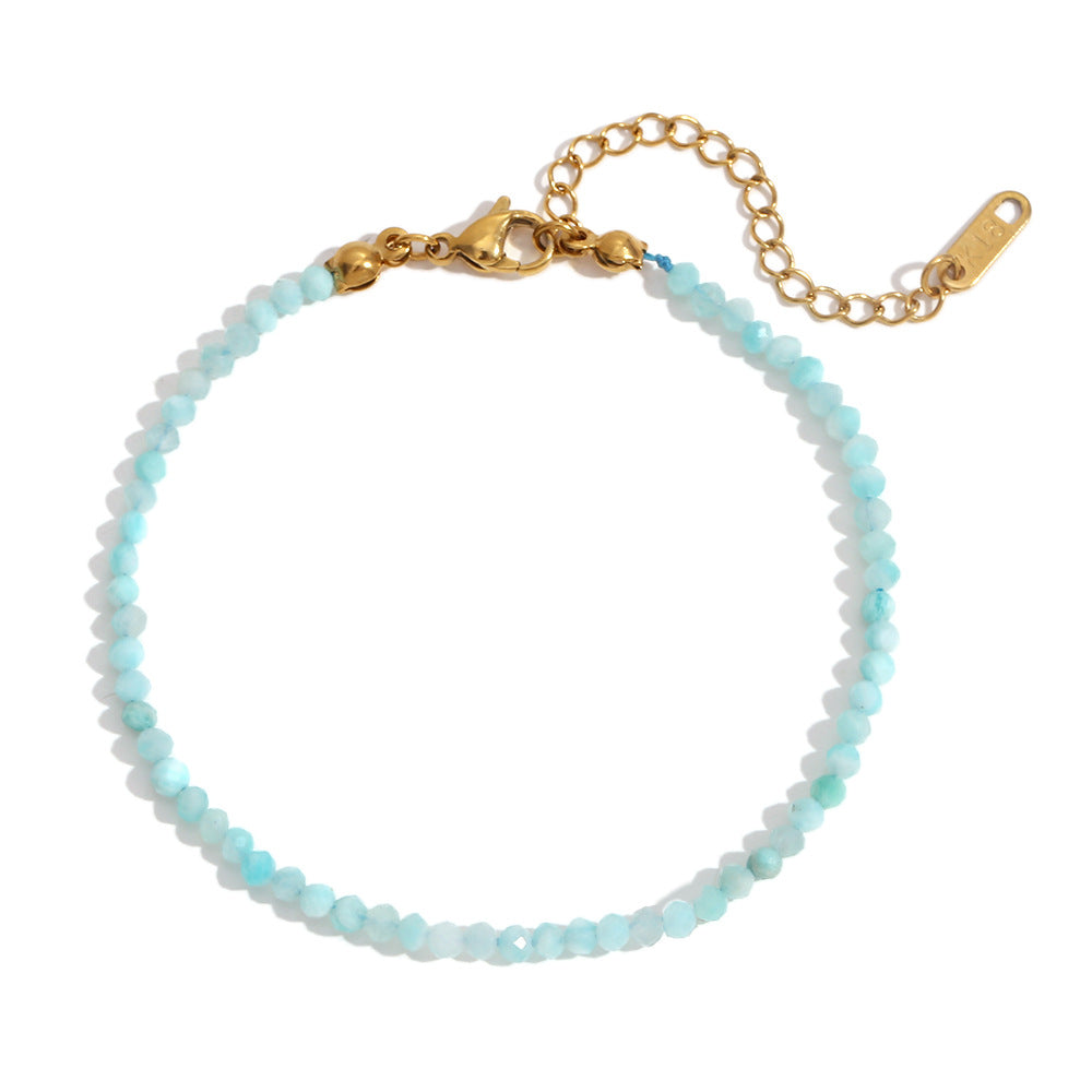 Bracciale da donna in acciaio inossidabile placcato oro 18 carati con opale verde naturale e design geometrico, alla moda