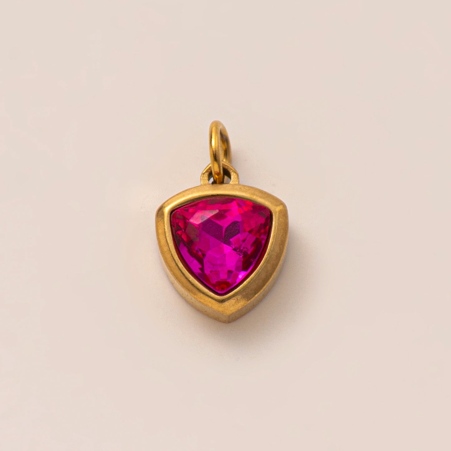 Minimalist Geometric 18K Gold Plated Titanium Steel Charm Bar with Rhinestone Inlaid Stainless Steel Birthstone Pendant for Women
