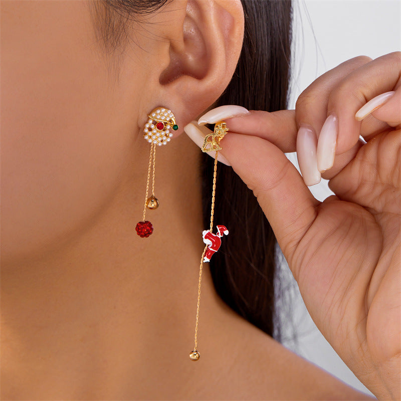 Minimalist Star-Shaped Alloy Christmas Tree and Snowman Dangle Earrings for Women with Electroplated Finish