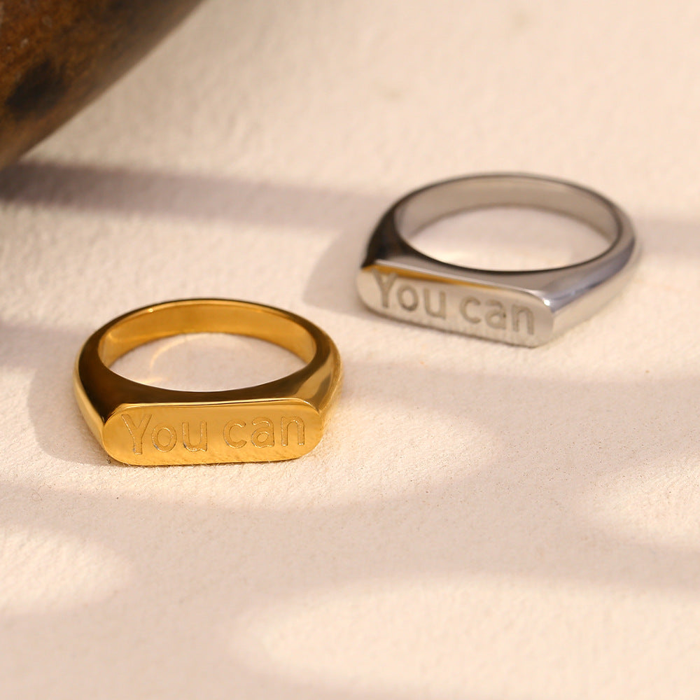 Anello geometrico minimalista in acciaio inossidabile placcato oro 18 carati da donna