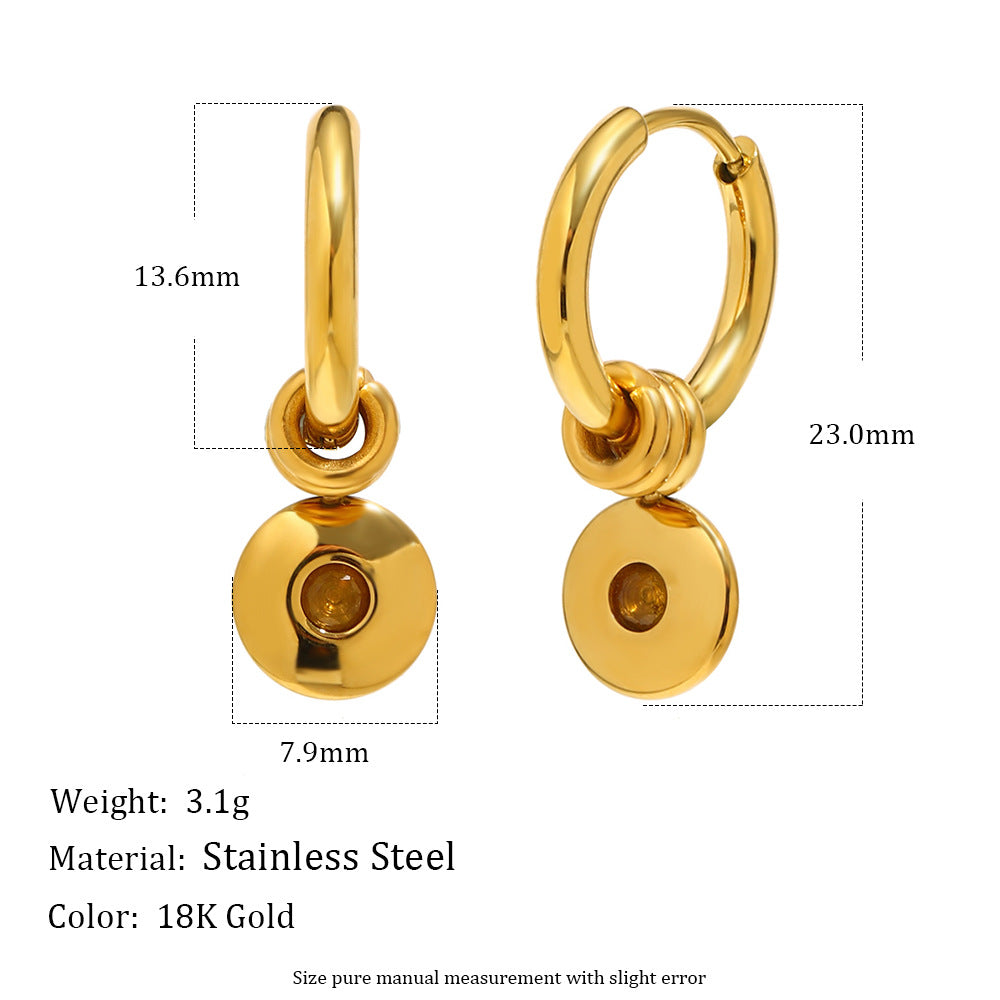 Minimalist 18K Gold Plated Stainless Steel Round Geometric Pendant Necklace for Women