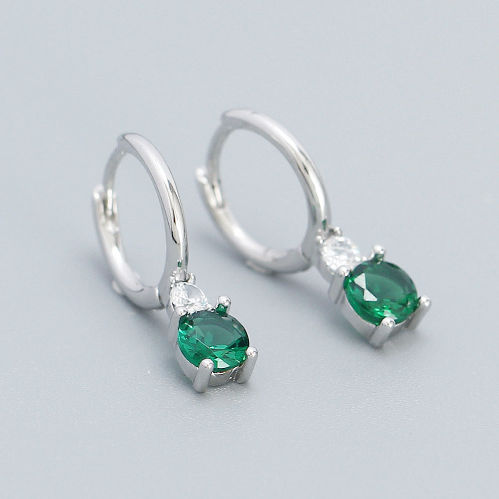Minimalist 925 Sterling Silver Geometric Square Cubic Zirconia Inlay Hoop Earrings for Women