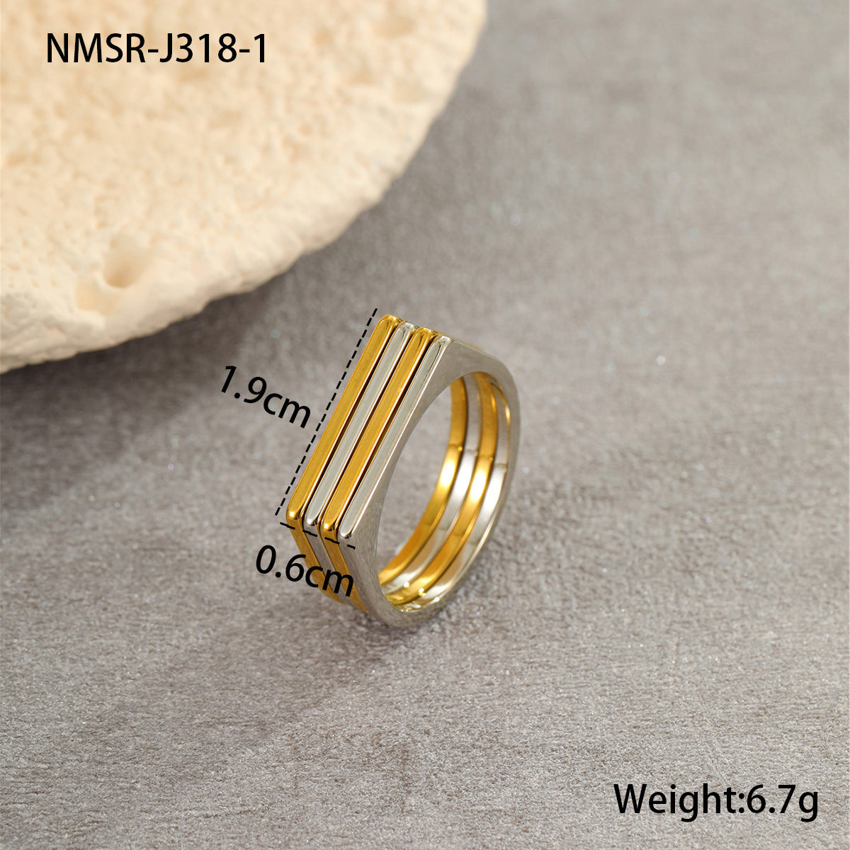 Anillo minimalista de acero de titanio con diseño de engranaje color-block, accesorio de moda unisex galvanizado