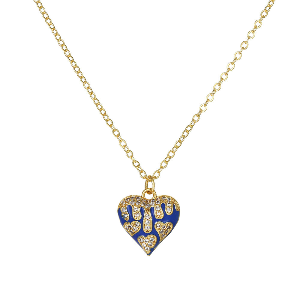 Elegant Heart Brass Micro-Paved Cubic Zirconia Pendant Necklace for Women