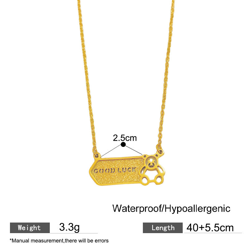 Hollow Bear Letter Titanium Steel Necklace