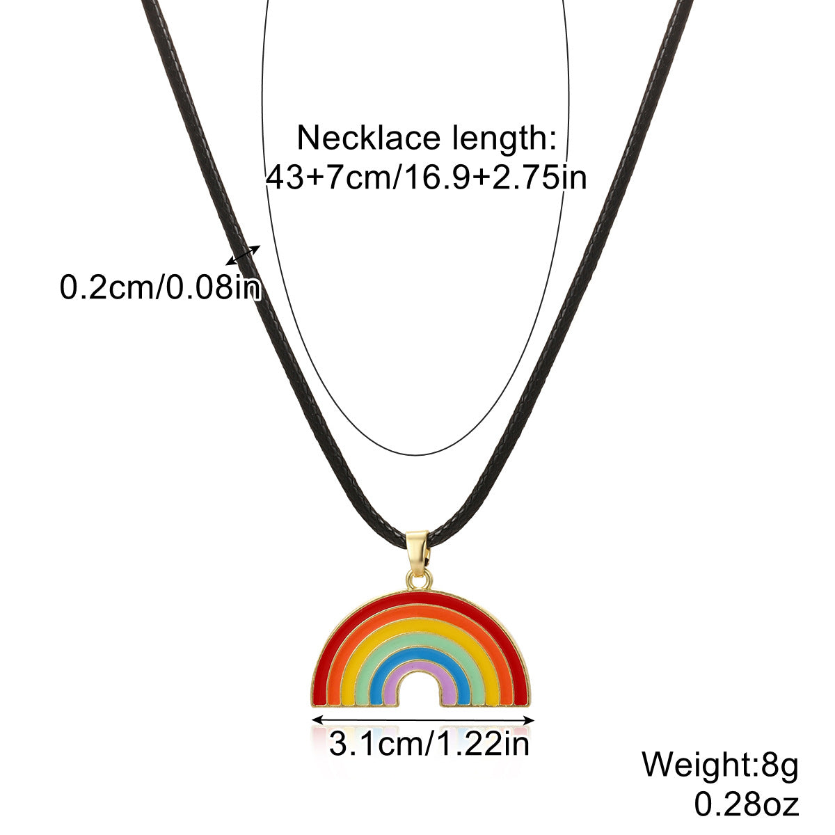 Minimalist Geometric Crystal Rainbow Pendant Necklace Zinc Alloy Unisex Multi-layer Clavicle Chain