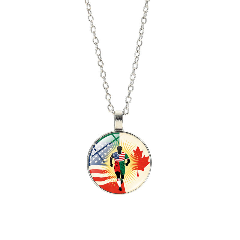 Collana sportiva casual in lega placcata argento con pendente in cristallo unisex