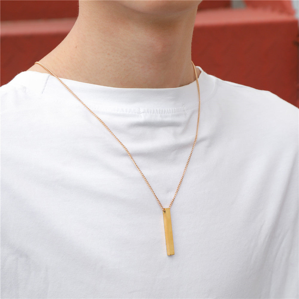 Minimalist Hip-hop Geometric Titanium Steel Plated Alloy Pendant Box Chain Necklace