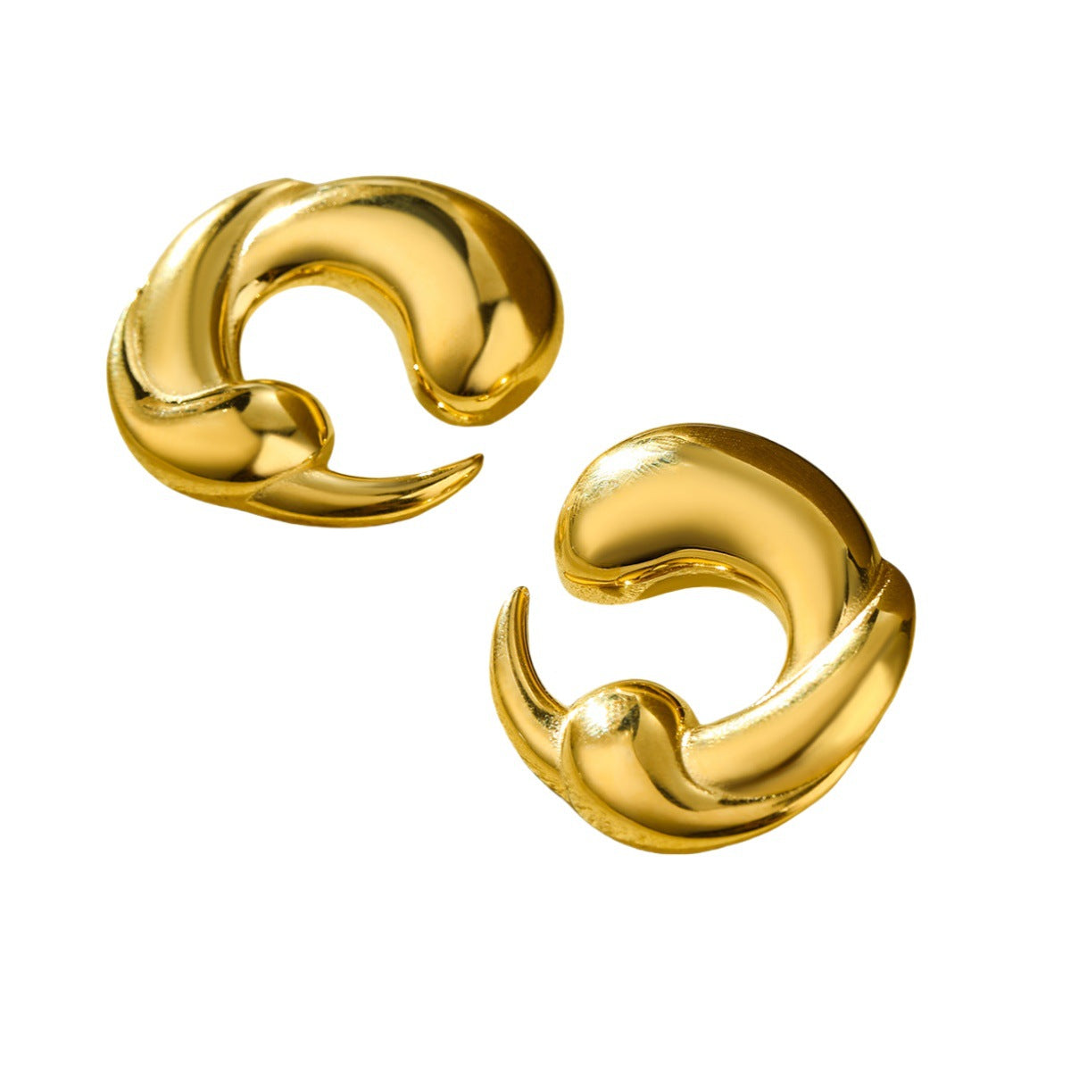 Fashionable Dripping Water Drop Shaped Stainless Steel Electroplated Earrings for Women with Hollow and Twisted Design