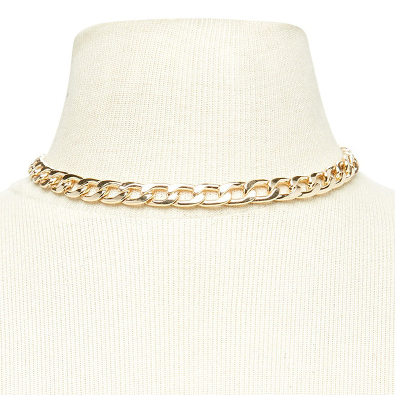 Geometric Short Chunky Necklace in Alloy with Plated Finish for Women and Men