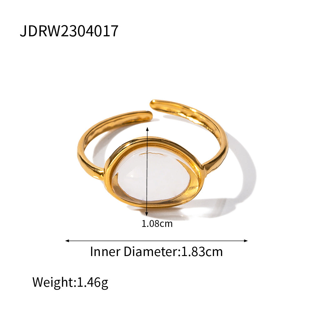 Elegante anello da donna in acciaio al titanio a forma di cuore con finitura placcata, accessorio di moda dal design geometrico