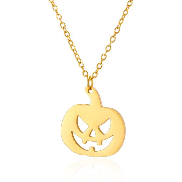 Collar con colgante de fantasma de Halloween con cadena de acero inoxidable, diseño de calabaza y calavera galvanizado, accesorio de moda unisex