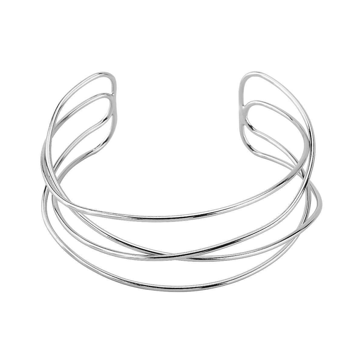 Pulsera geométrica minimalista calada de varias capas abierta para mujer, joyería de cadena de cuerpo de hierro