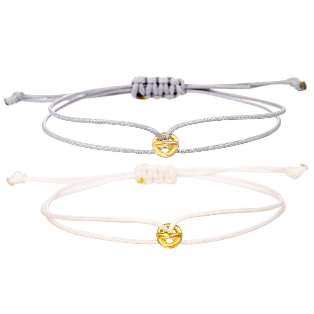 Geometric Round Alloy Lucky Charm Bracelet Set for Unisex