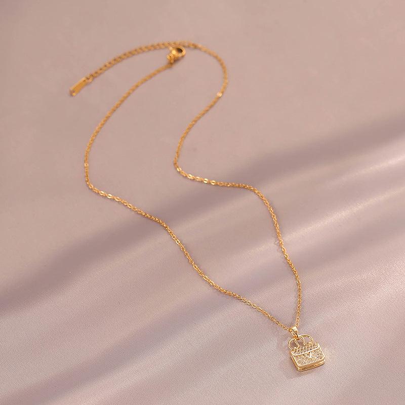 Collana Pendente Minimalista a Forma di H per Donna e Uomo in Acciaio al Titanio con Intarsio di Strass, Catena a Serpente Elegante Catena Clavicola