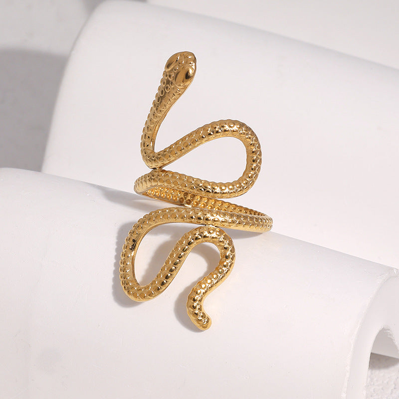 Minimalist Gold Plated Stainless Steel Snake Ring for Women