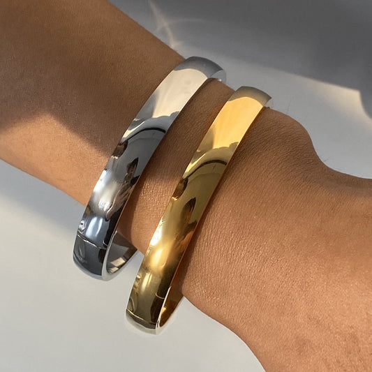 Brazalete Minimalista Geométrico de Acero Inoxidable Galvanizado para Mujer y Hombre