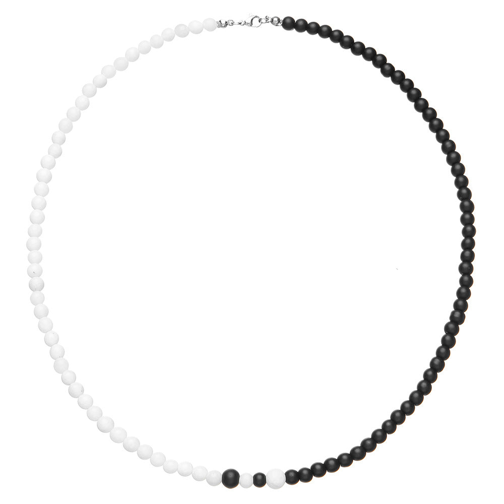 Geometric Round Stainless Steel Acrylic Agate Glass Ball Chain Necklace Unisex