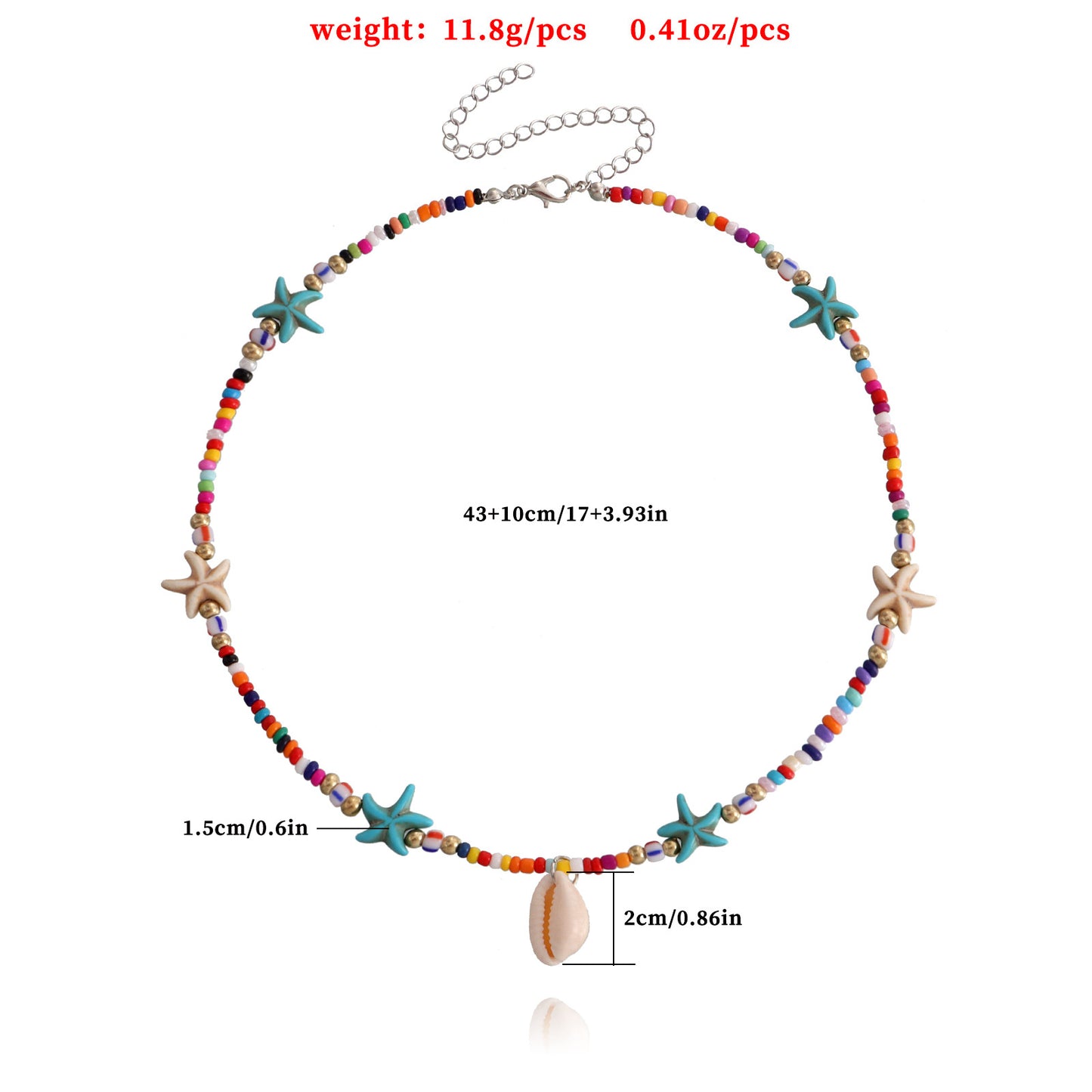 Bohemian Starfish and Seashell Pendant Necklace for Women in Alloy with Plated Finish Geometric Ocean-Inspired Design