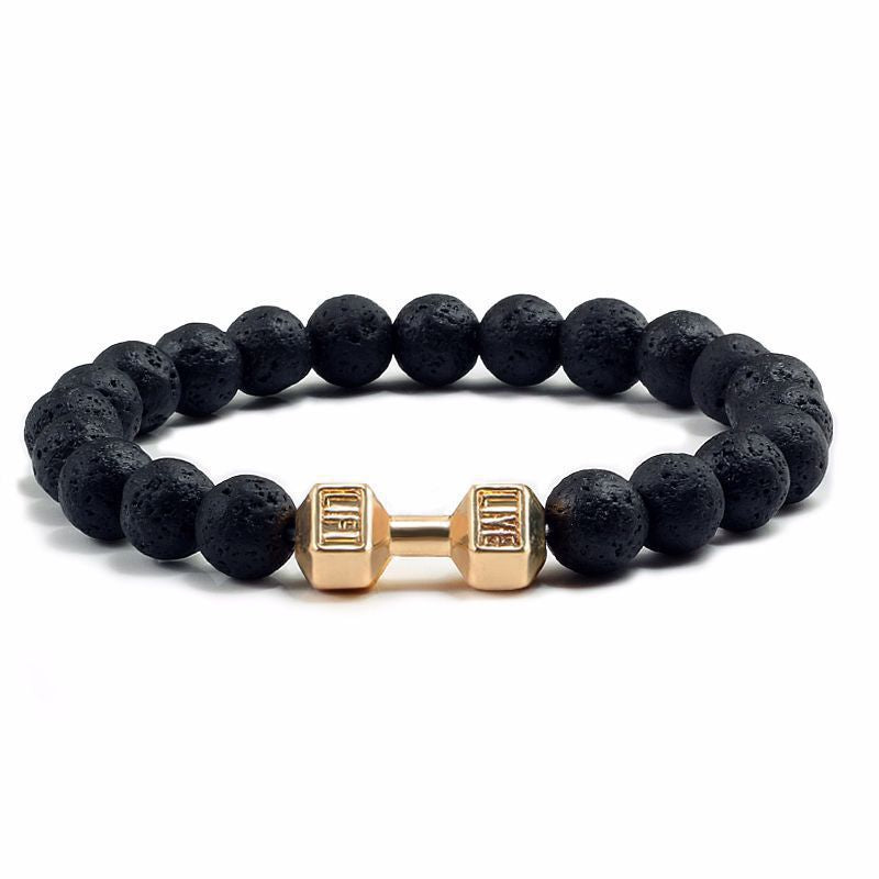 Fashion Matte Plated Alloy Beaded Bracelet Unisex Elastic Yoga Energy Bangle