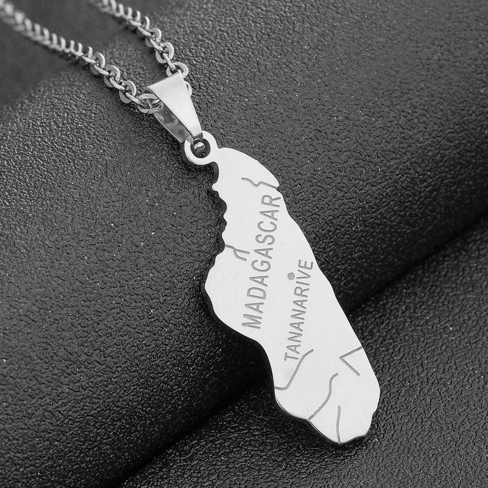 Collana Pendente Geometrica Minimalista in Acciaio Inossidabile con Finitura Placcata per Donna, Catena Maglione Leggera di Ispirazione Etnica