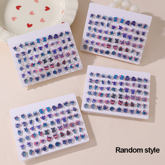 Conjunto de pendientes infantiles de aleación en forma de lazo minimalista con acabado esmaltado e incrustación de perlas para niñas de 3 a 10+ años