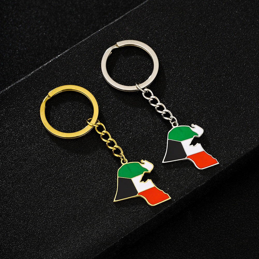Colgante de Llavero de Acero Inoxidable con Esmalte en Forma de Corazón Estilo Étnico para Hombres y Mujeres