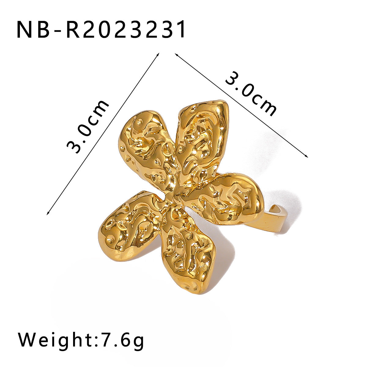 Anello in Acciaio Inox con Motivo Floreale Geometrico Stile INS, con Placcatura in Oro Sottovuoto, per Uomo e Donna