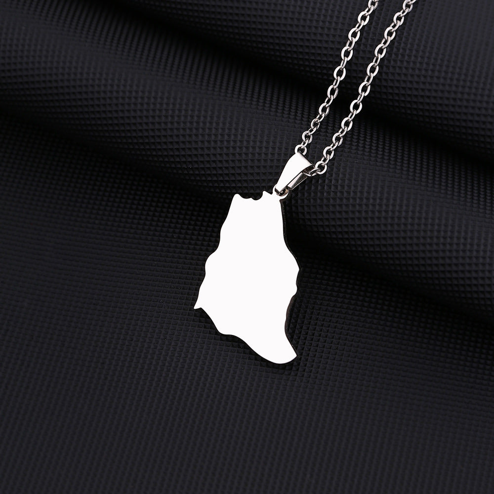 Collana con Pendente Geometrico Stile Etnico da Donna in Acciaio Inossidabile con Pendente in Acciaio al Titanio e Finitura Galvanica, Catena a O Leggera da Maglione